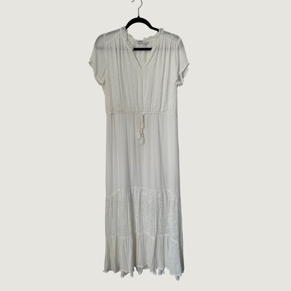 Sonoma Goods For Life Dresses & Skirts - Sonoma Maxi Dress Womens L White Eyelet Tiered Boho Coastal Cottagecore Coquette